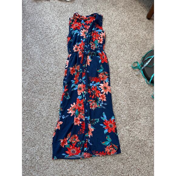 TALBOTS Sleeveless, summer Maxi Dress, Blue w/Floral print, size 8 - Picture 8 of 11